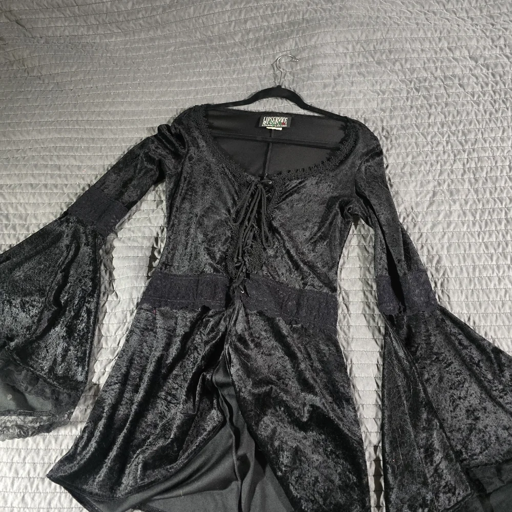 Black Velvet Bell Sleeve Top - Picture 1 of 6